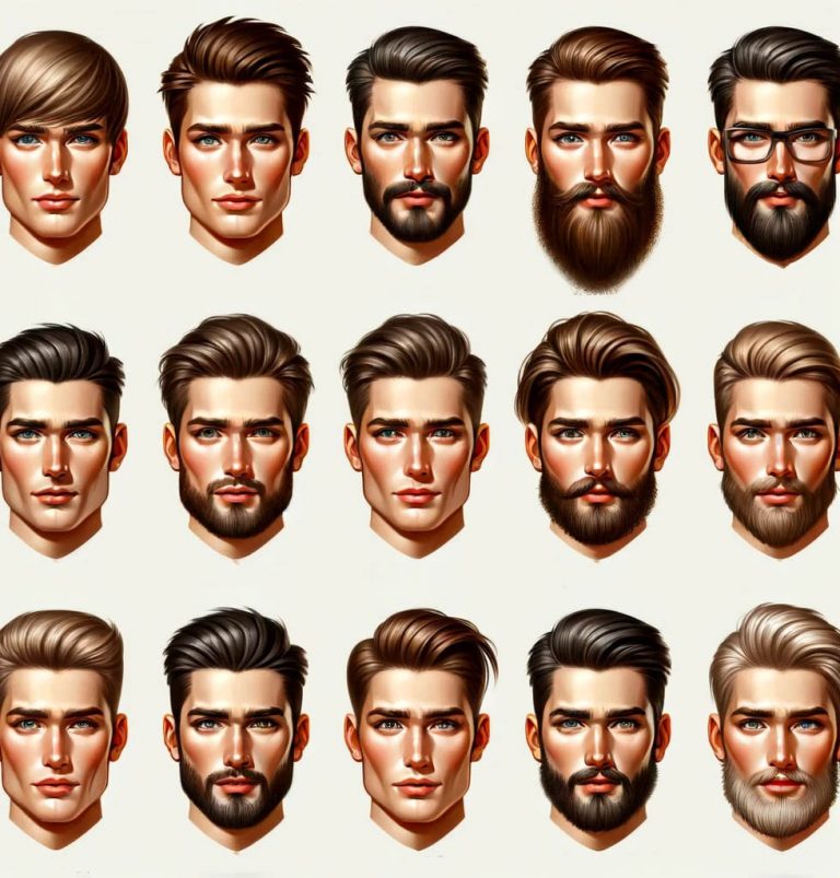 Guia visual de tipos de rosto e estilos de corte e barba
