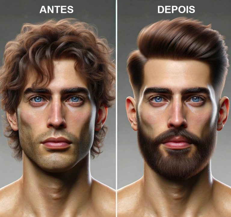 Transformação antes e depois com visagismo